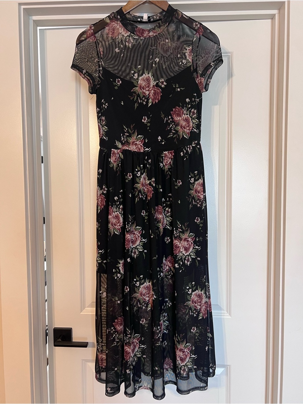 Black sheer floral dress